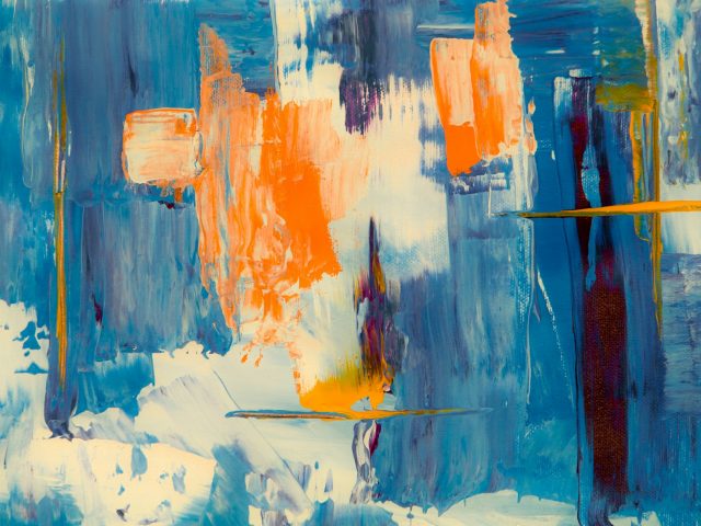 Textured abstract painting in mixed colours