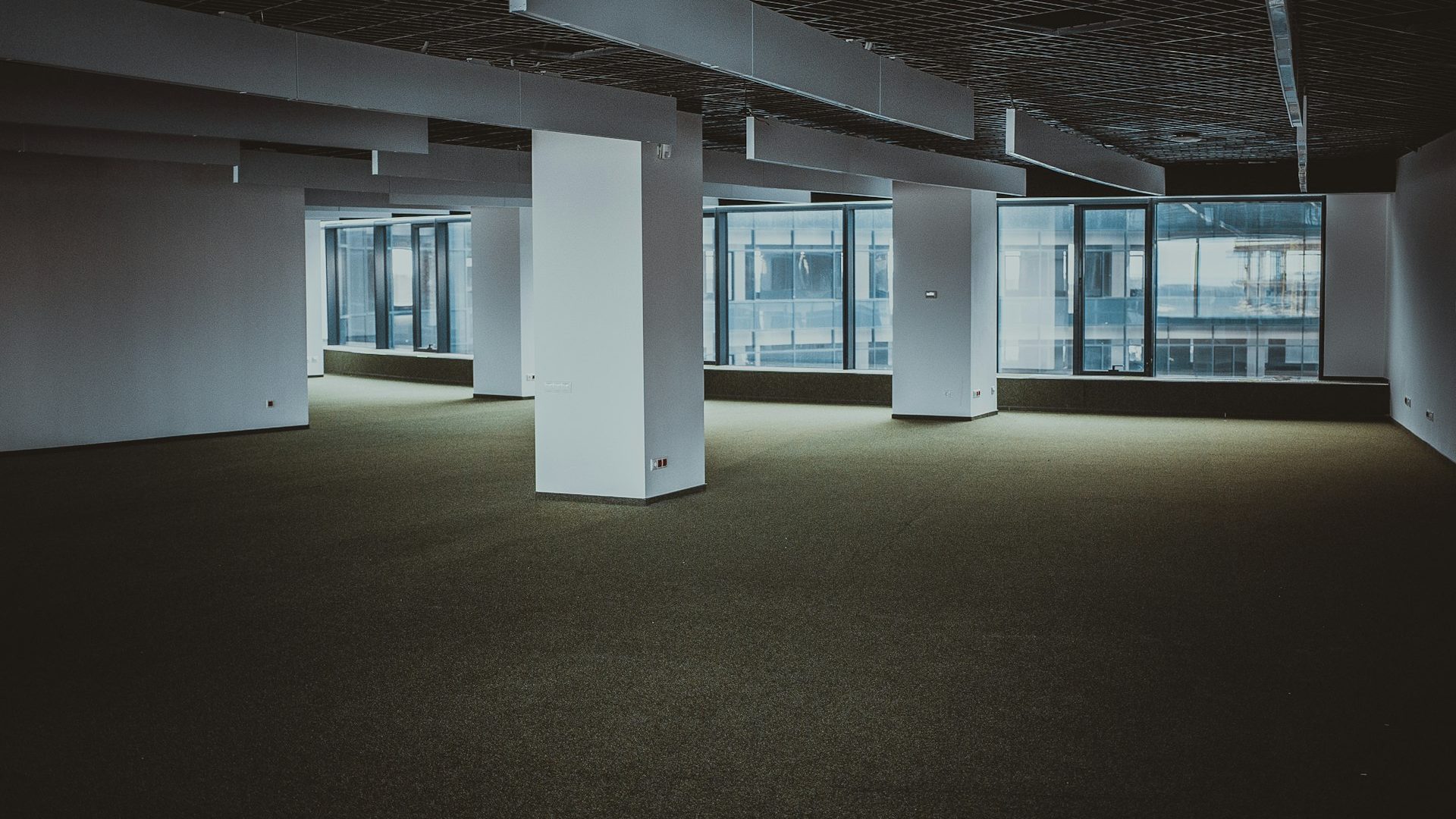 An empty building interior in flat light