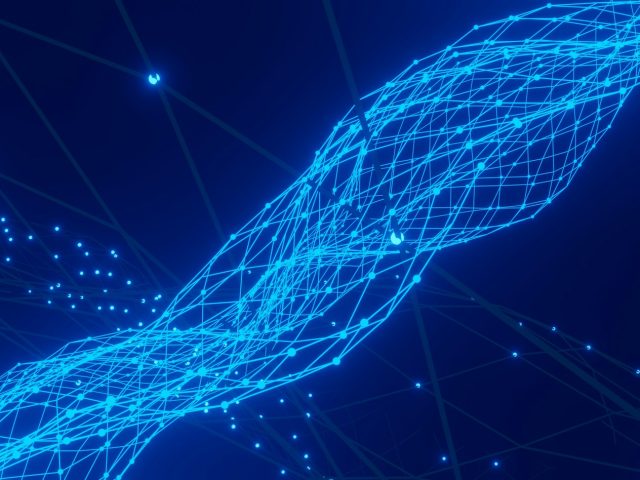 Abstract blue network of connected lines