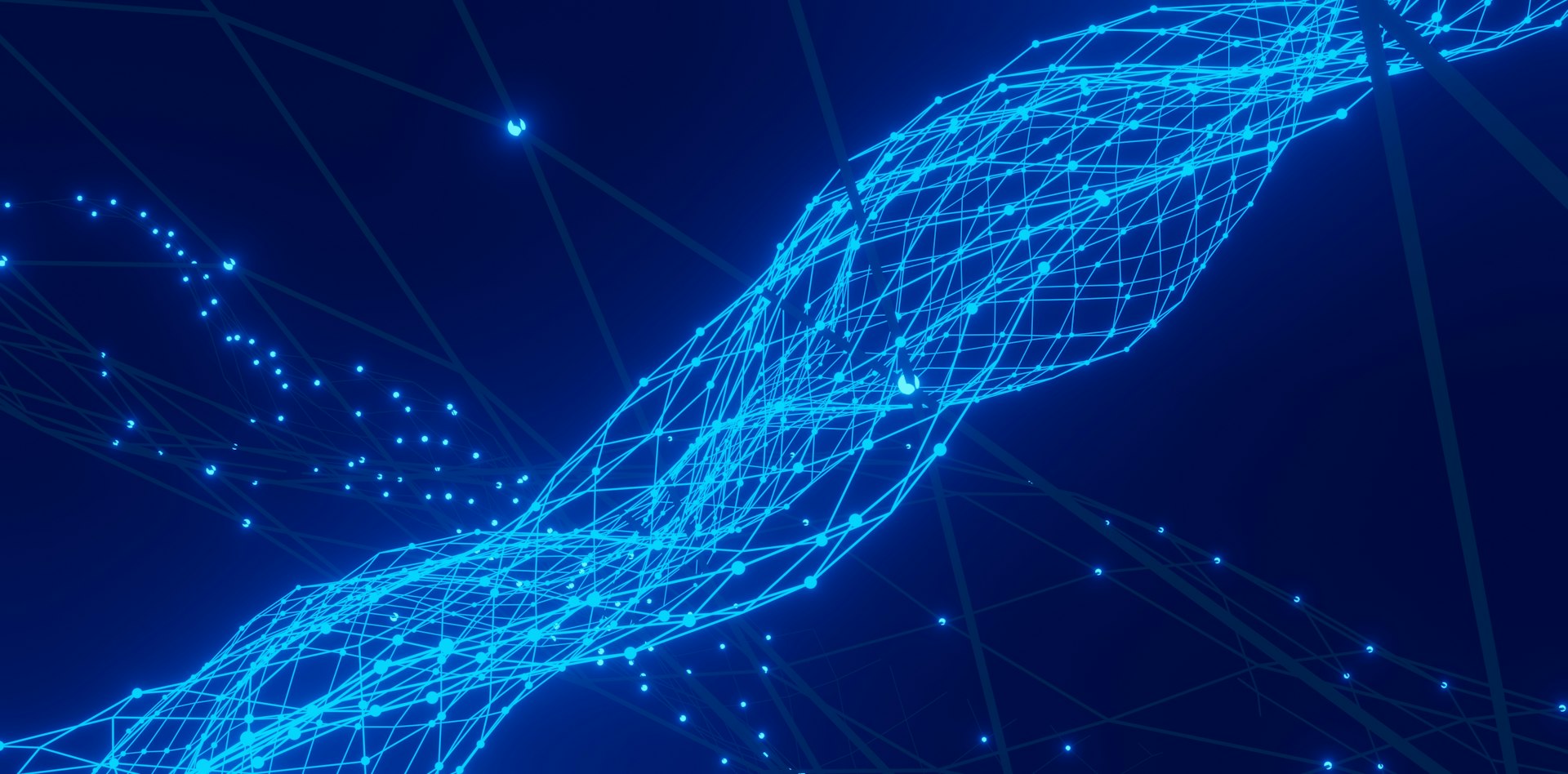 Abstract blue network of connected lines