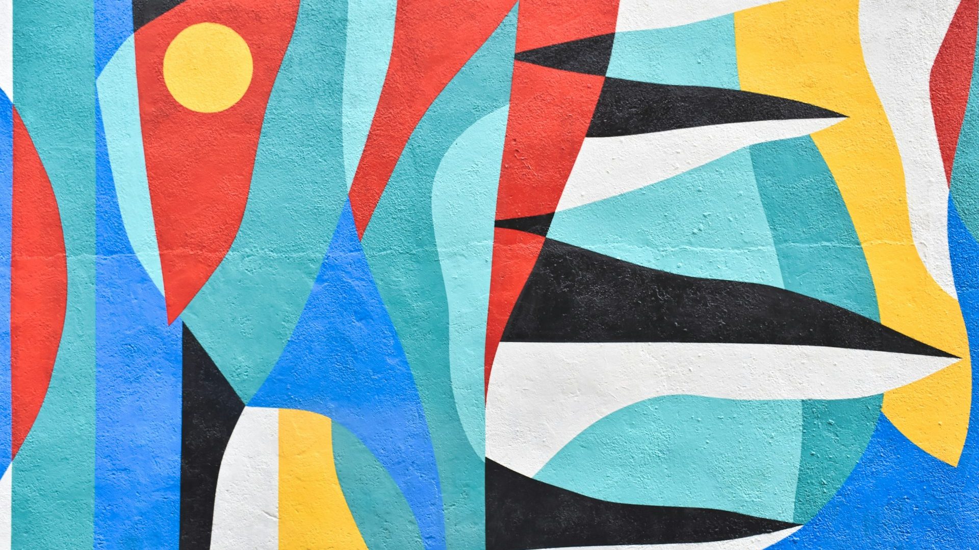 Red, blue and white abstract painting
